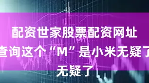 配资世家股票配资网址查询这个“M”是小米无疑了